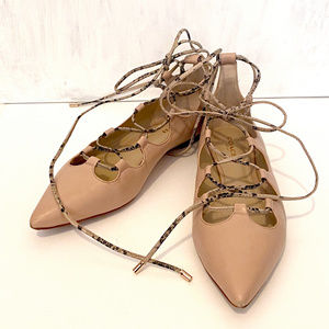 Coach Justine Leather Lace Up Flats (soft pink)